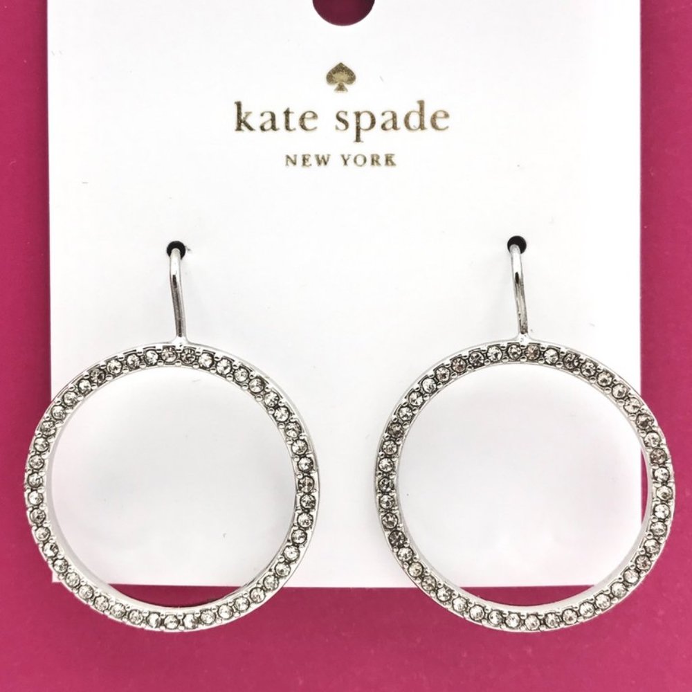 KATE SPADE Silver Crystal Hoop Earrings